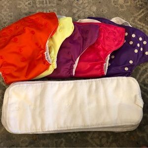 Set of 5 Bum Genius cloth diapers